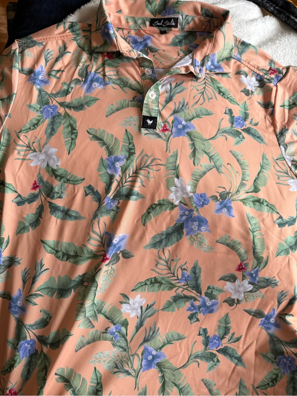 Bad Birdie Peach Floral Golf Polo